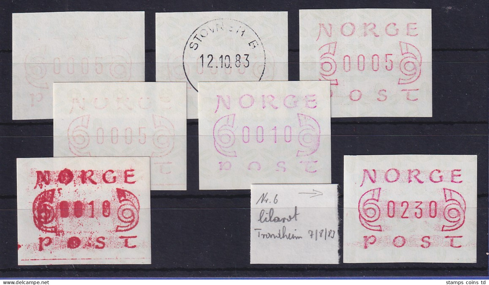 Norwegen / Norge Frama-ATM Mi-Nr. 2.1  Kleines Lot Diverse Besonderheiten ** / O - Automatenmarken [ATM]