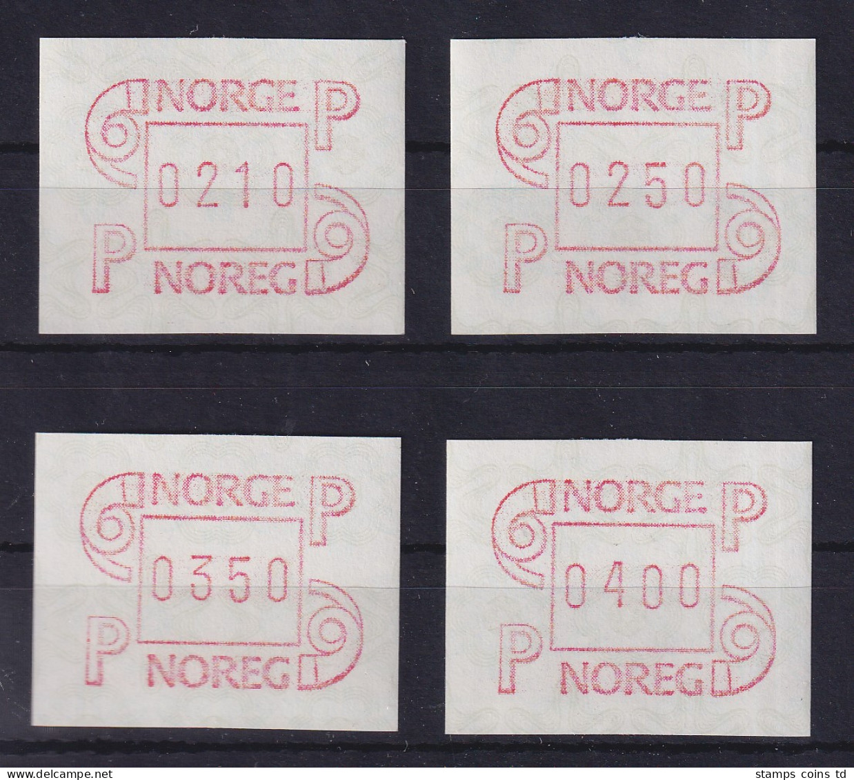 Norwegen / Norge Frama-ATM Mi.-Nr. 3.2b Satz 210-250-350-400 ** - Timbres De Distributeurs [ATM]