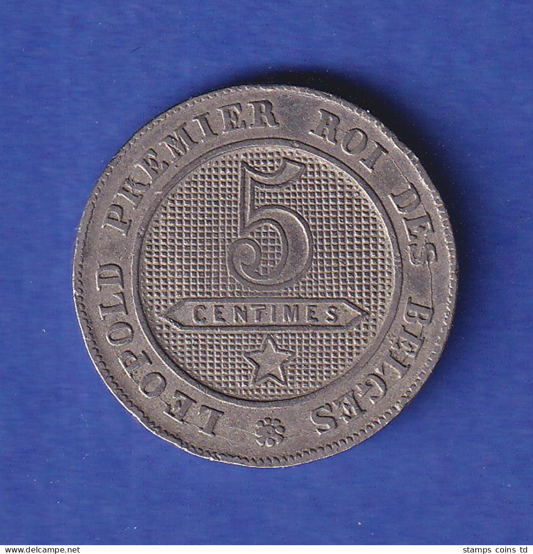 Belgien 1862 Kursmünze 5 Centimes König Leopold I. - Belgischer Löwe - Andere & Zonder Classificatie