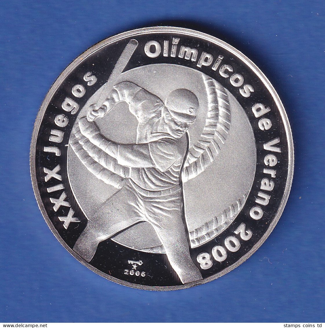 Kuba 2006 Silbermünze Olympia Baseball 10 Pesos 20g, Ag999 PP - Sonstige – Amerika