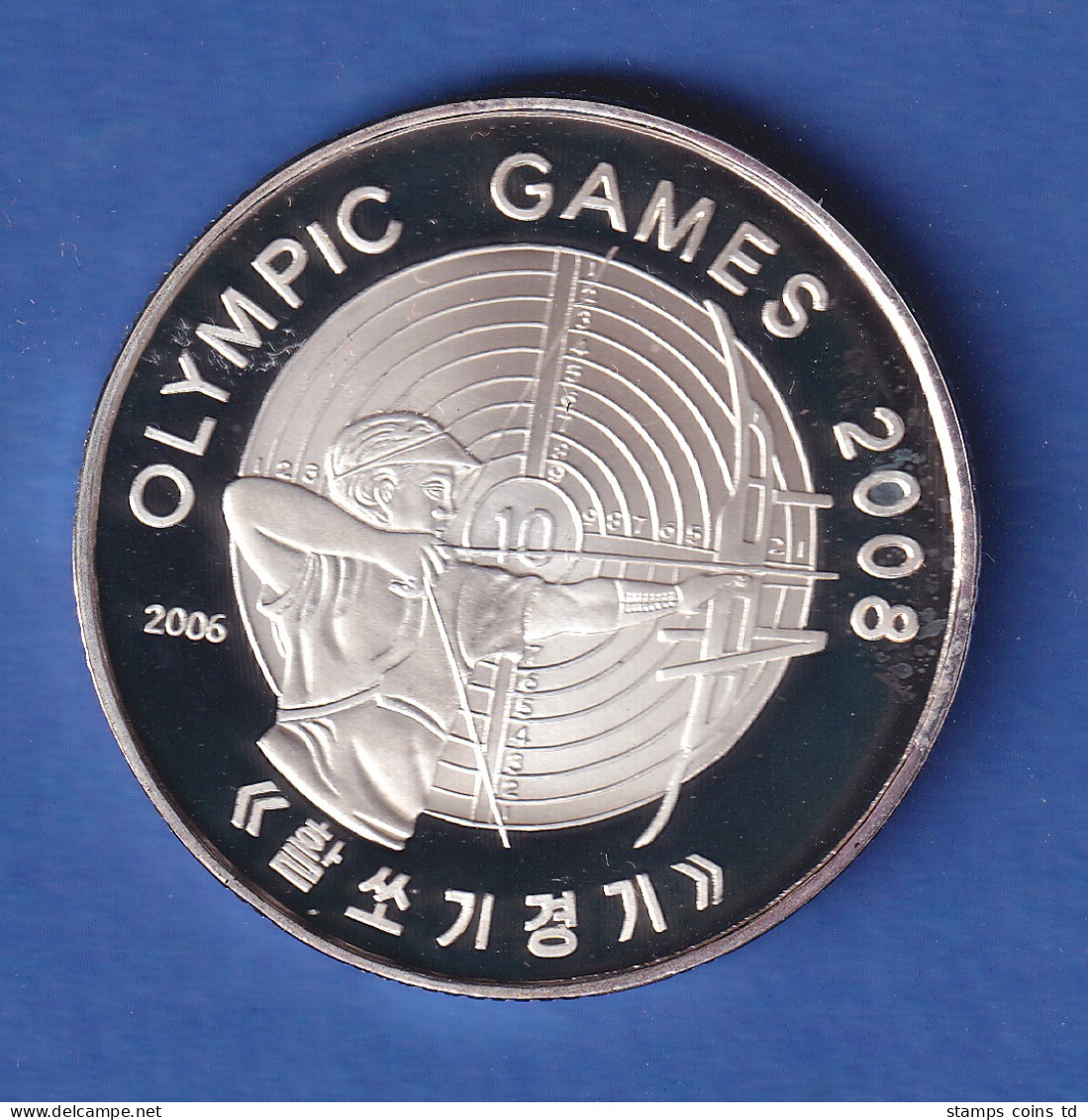 Korea 2006 Silbermünze Olympia Bogenschießen 5 Won 20g, Ag999 PP - Autres – Asie