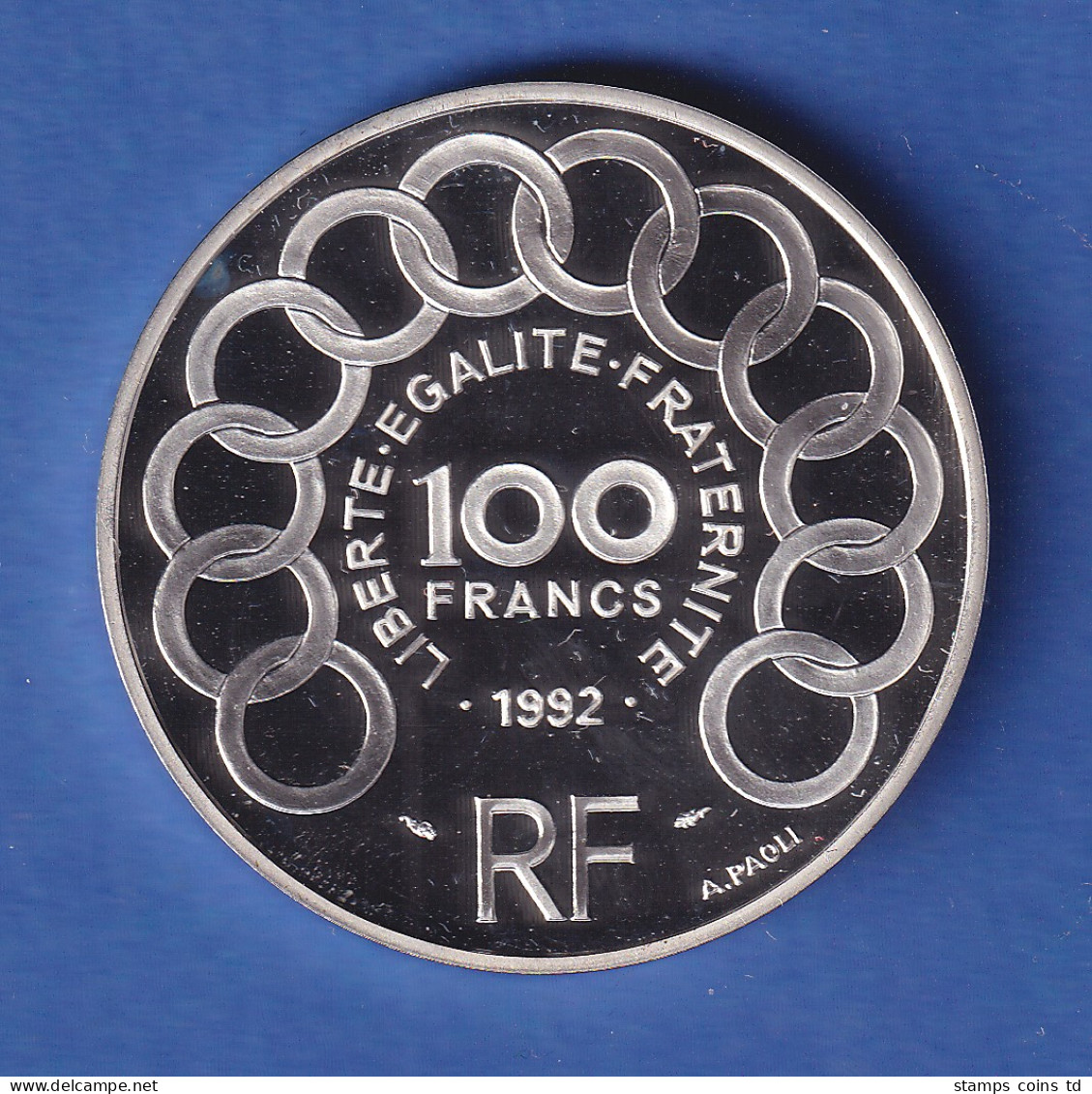 Frankreich 1992 Silbermünze Jean Monnet  100 Franc = 15 ECUS 22,2g Ag900 PP - Other & Unclassified