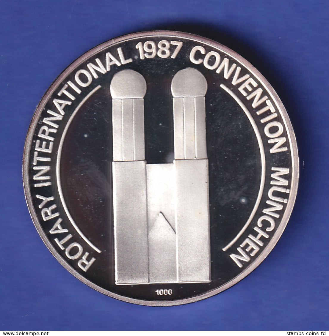 Silbermedaille Rotary International Convention München 1987 Frauenkirche 30,8g - Non Classificati