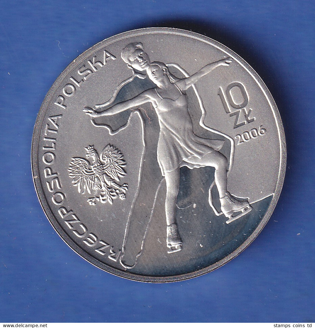 Polen 2006 Silbermünze Olympia Paarlauf 10 Złoty 14,14g, Ag925 PP - Poland