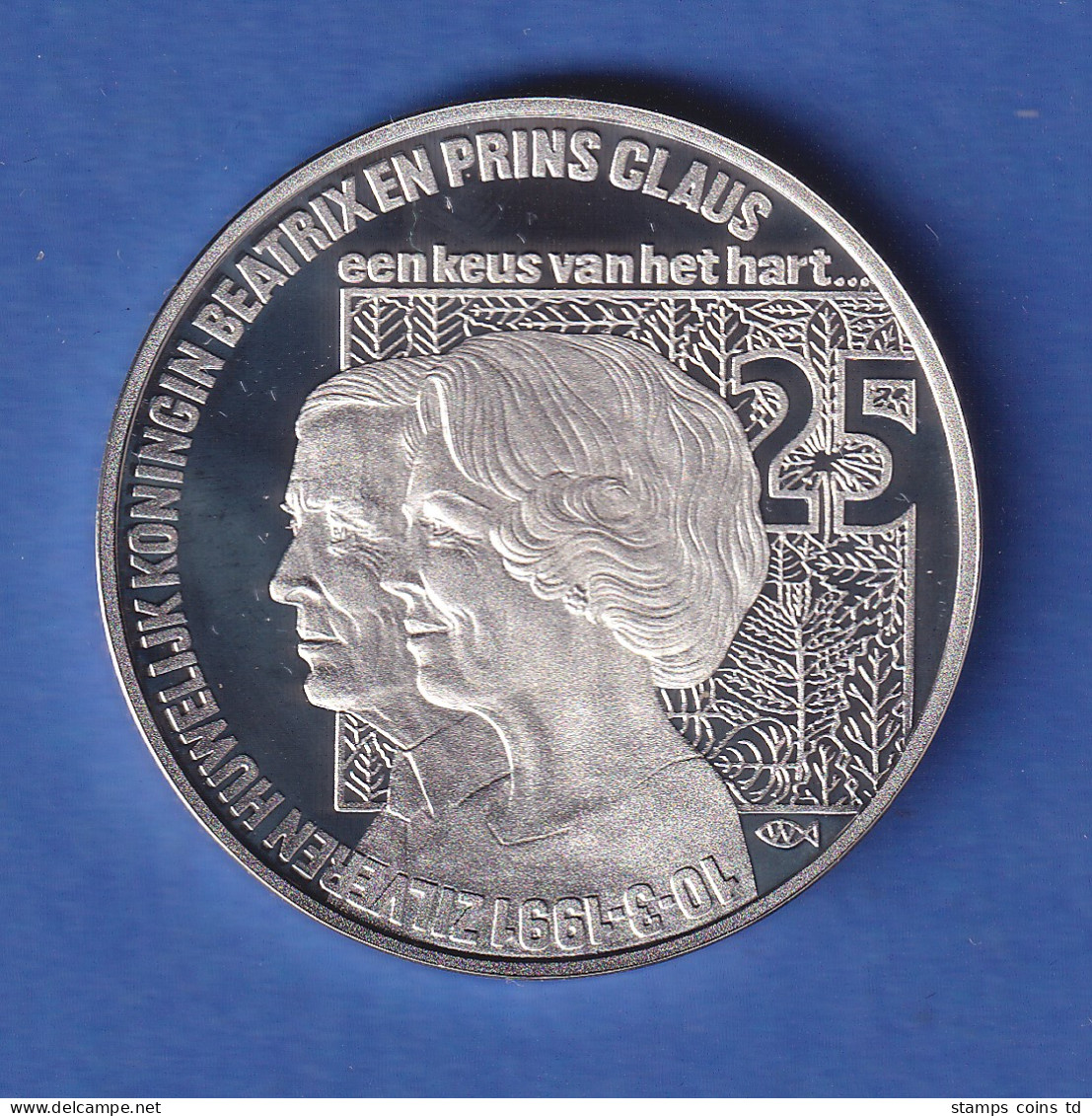 Niederlande 1991 Silbermünze Beatrix Und Claus 25 ECU Ca. 25g Ag925 PP - Other & Unclassified