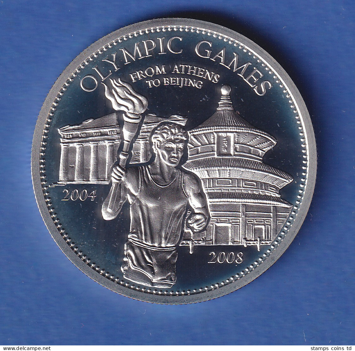 Laos 2008 Silbermünze Olympia Fackellauf 1000 Kip 28,28g, Ag925 PP - Altri – Asia