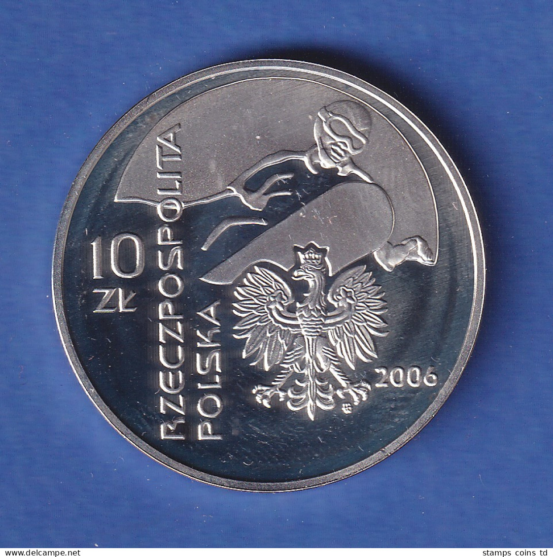 Polen 2006 Silbermünze Olympia Snowboard 10 Złoty 14,14g, Ag925 PP - Poland