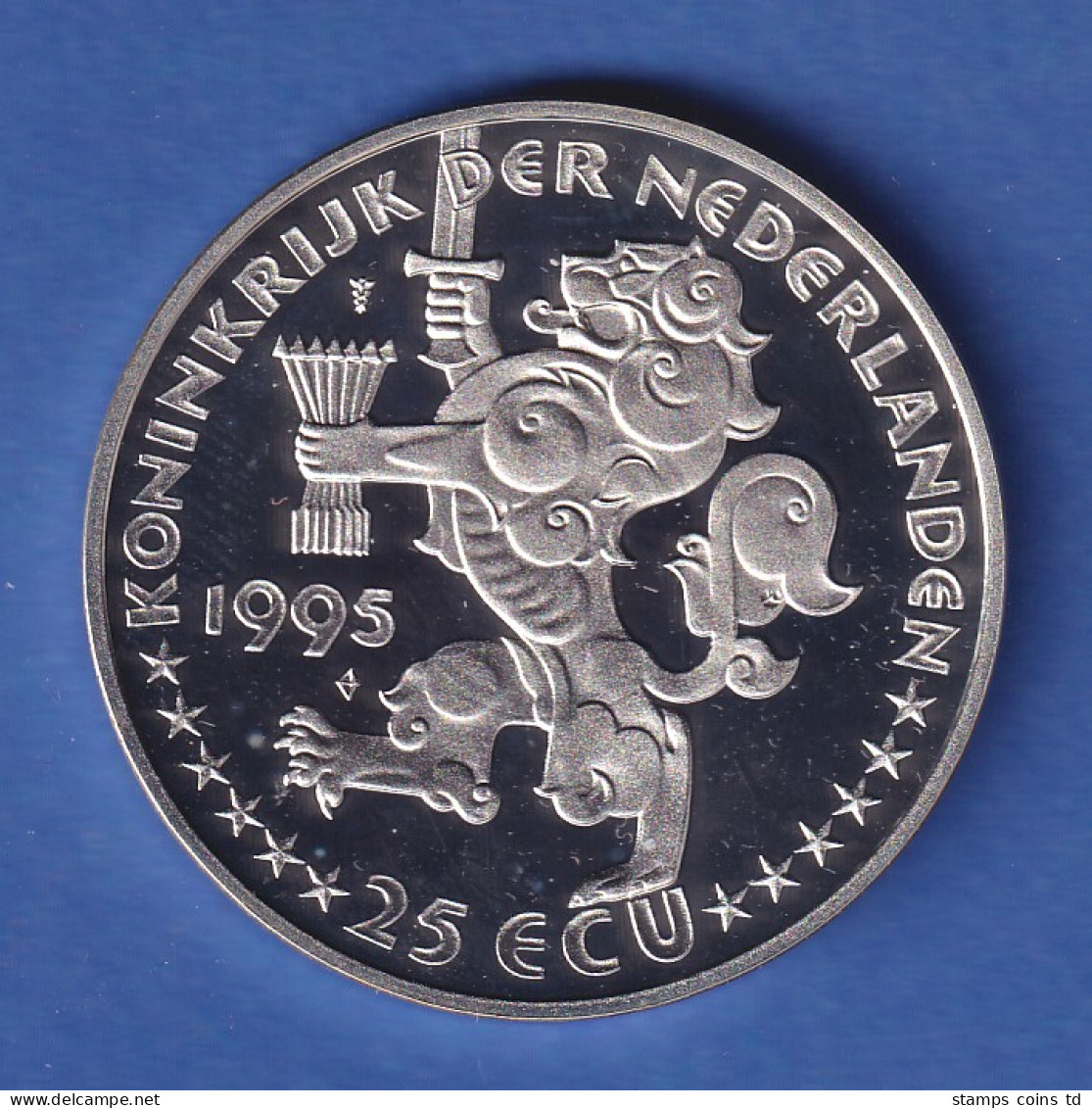 Niederlande 1995 Silbermünze Königin Wilhelmina 25 ECU Ca. 25g Ag925 PP - Sonstige & Ohne Zuordnung