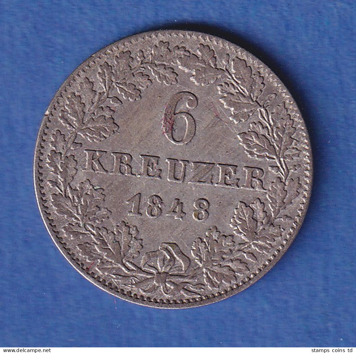 Frankfurt Silbermünze 6 Kreuzer 1848 - Sonstige & Ohne Zuordnung