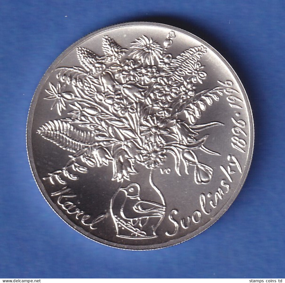 Tschechien 1996 Silbermünze 200 Kronen 100. Geburtstag Von Karel Svolinský Stg - Tsjechië