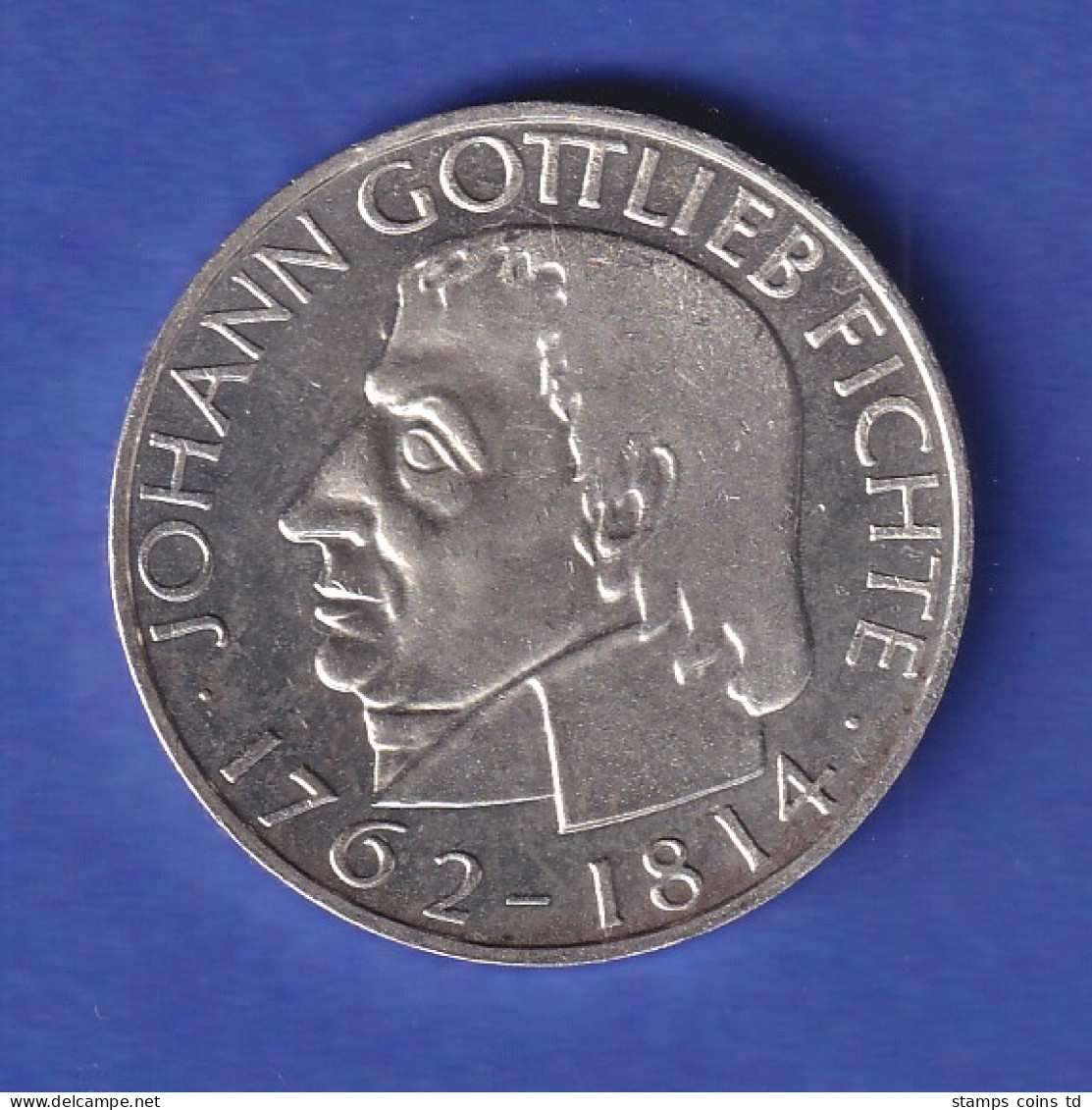 5DM Silber-Gedenkmünze 1964, Johann Gottlieb Fichte Vz - 5 Mark