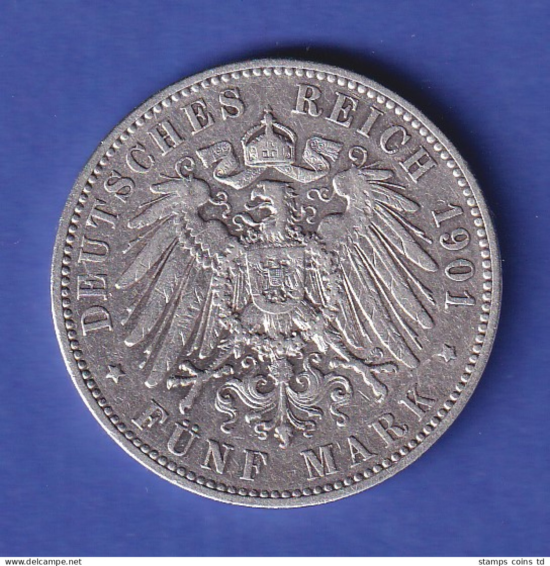 Sachsen Silbermünze 5 Mark König Albert 1901 E  - Autres & Non Classés