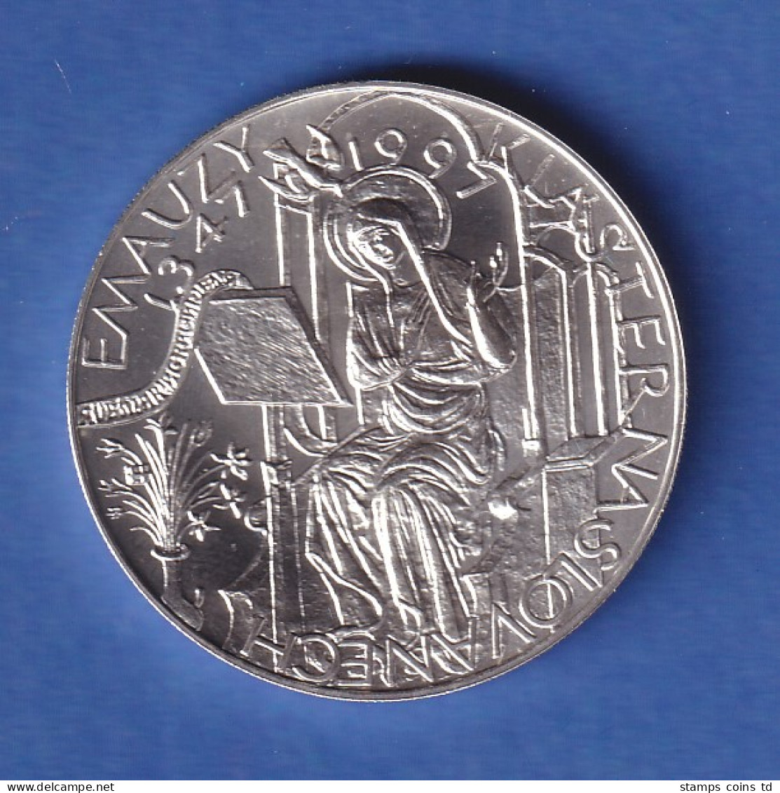 Tschechien 1997 Silbermünze 200 Kronen 650 Jahre Emmauskloster Stg - Czech Republic