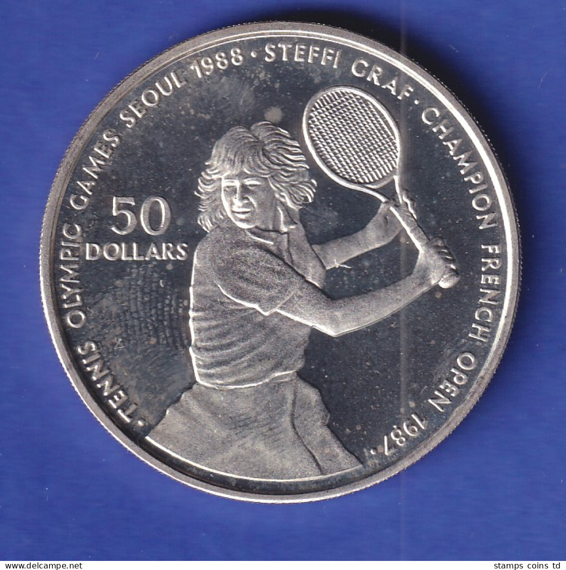 Niue Silbermünze 50 Dollars Olympia Seoul 1988 Steffi Graf 1987 - Autres – Océanie