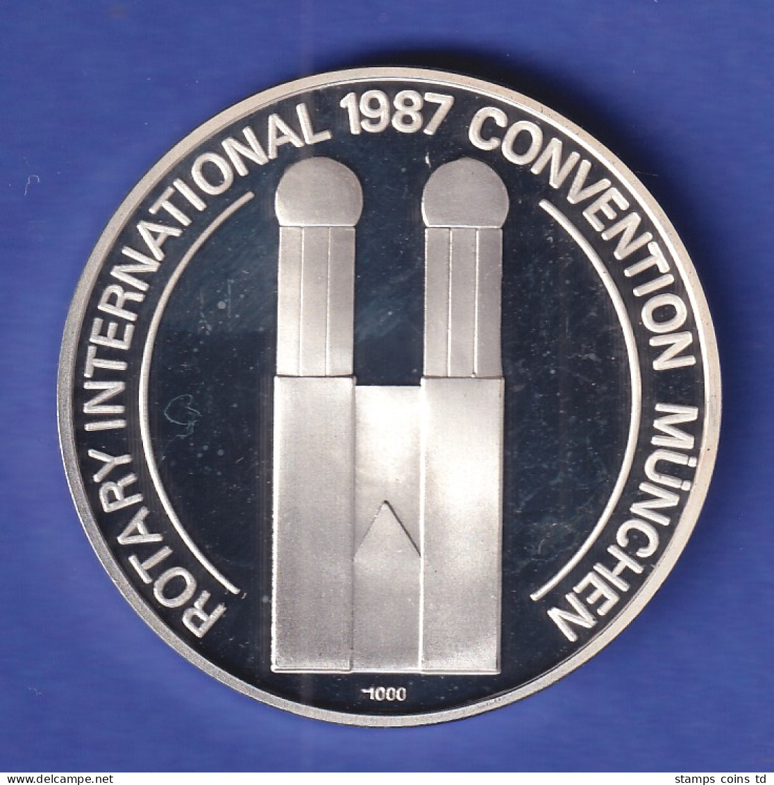 Silbermedaille Rotary International Convention München 1987 Frauenkirche, 30,8g - Non Classificati