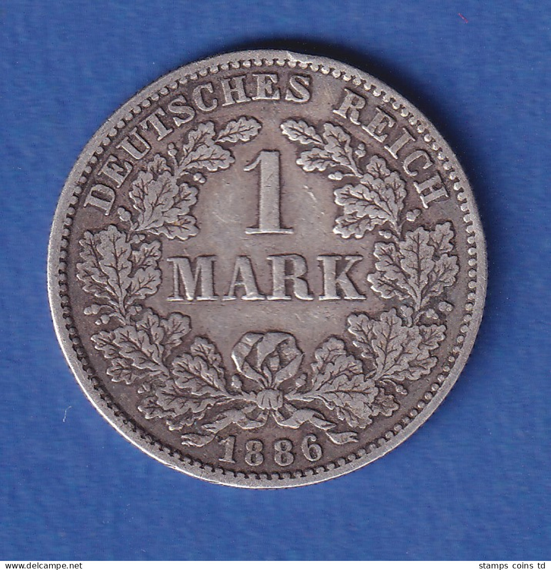 Deutsches Kaiserreich Silber-Kursmünze 1 Mark 1886 F - Autres & Non Classés