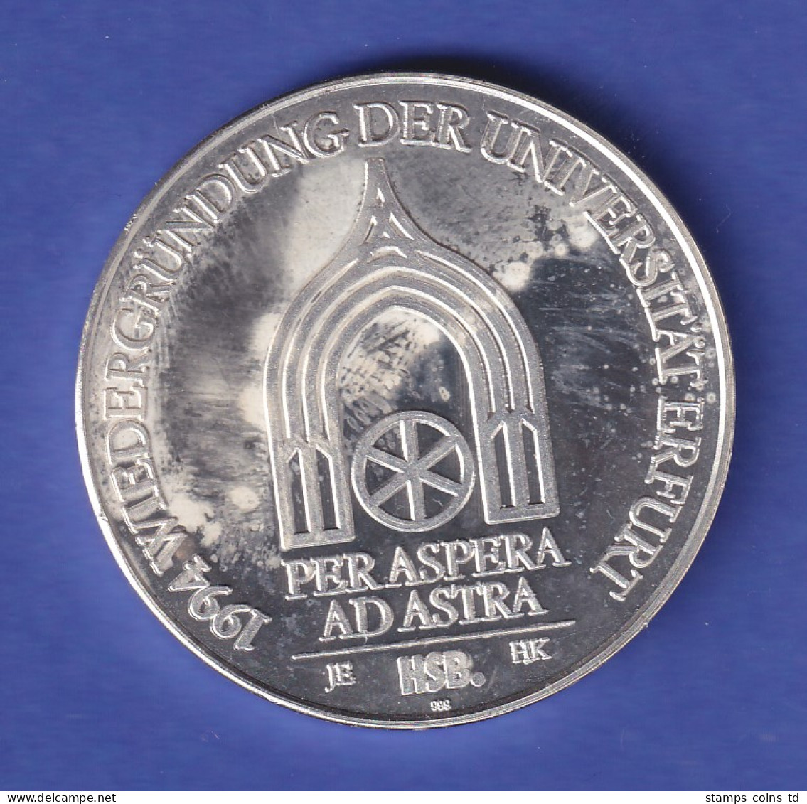 Silbermedaille 1994 Wiedergründung Der Universität Erfurt PP Leicht Fleckig - Non Classificati