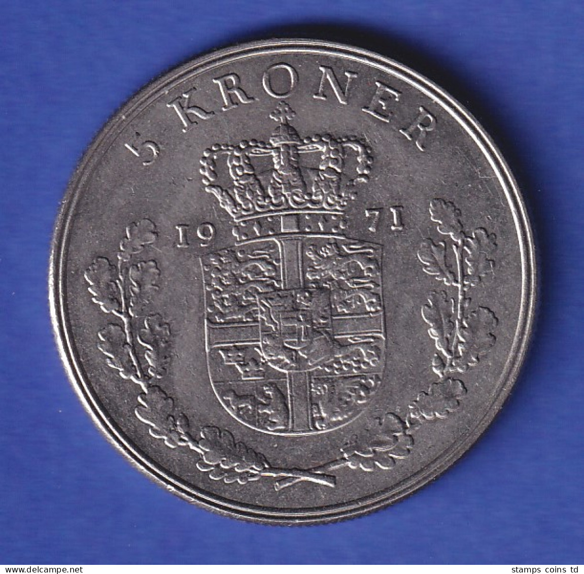 Dänemark Kursmünze 5 Kronen König Frederik IX. 1971 Vz  - Autres & Non Classés