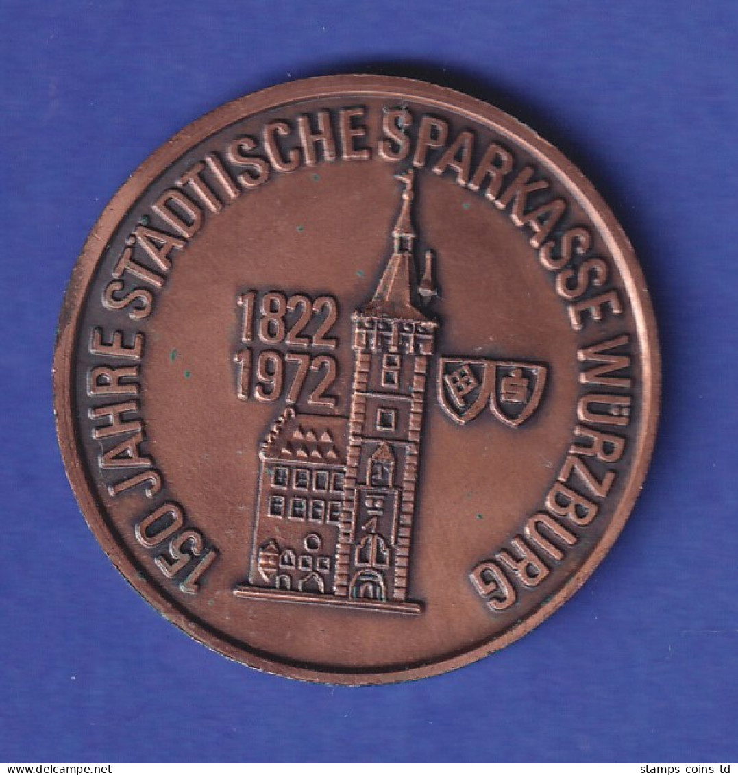 Würzburg 1972 Medaille 150 Jahre Sparkasse, Gründer Der Sparkasse W. J. Behr - Otros & Sin Clasificación