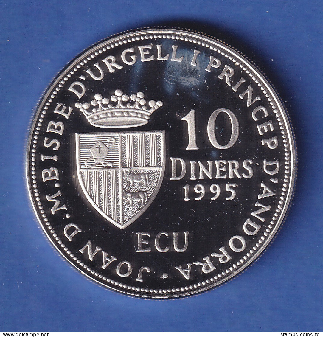 Andorra 1995 Silbermünze Andorra Im Europarat 10 Diners/ECU 31,6g Ag925 PP - Andorra