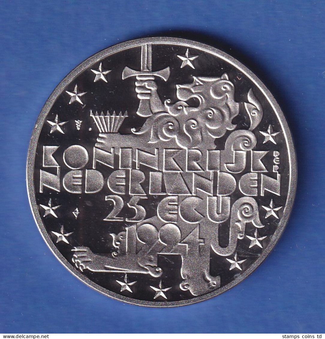 Niederlande 1994 Silbermünze Juliana Und Bernhard 25 ECU Ca. 25g Ag925 PP - Autres & Non Classés
