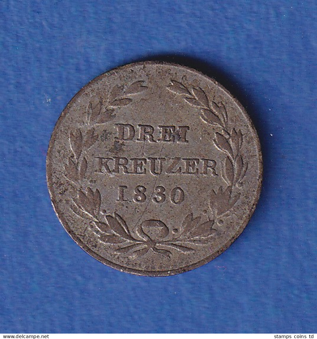 Baden Silbermünze 3 Kreuzer Großherzog Ludwig 1830 - Other & Unclassified