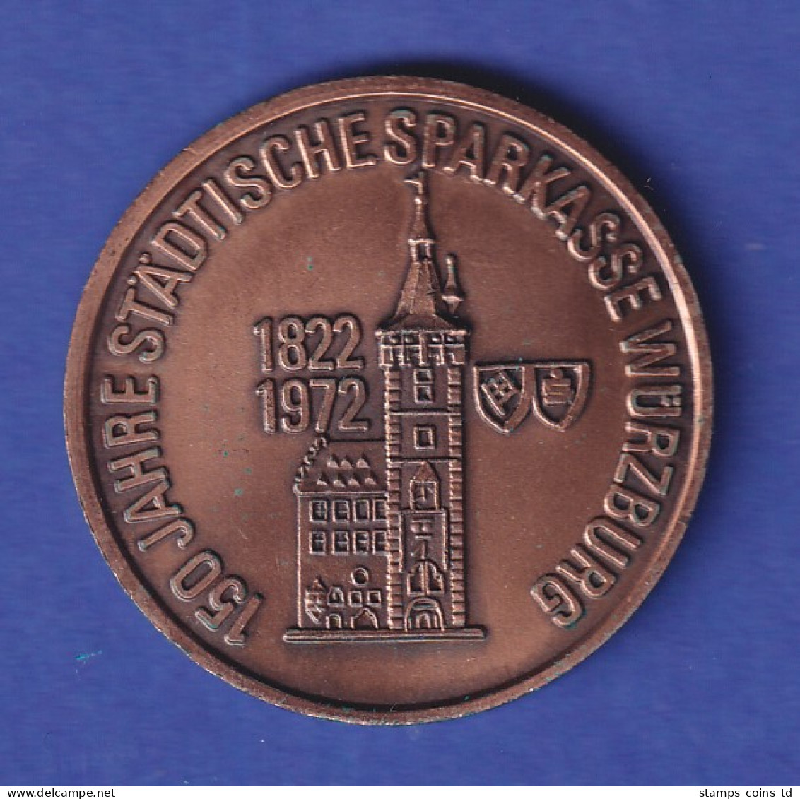 Würzburg 1972 Medaille 150 Jahre Sparkasse - Gründer Der Sparkasse W. J. Behr - Otros & Sin Clasificación