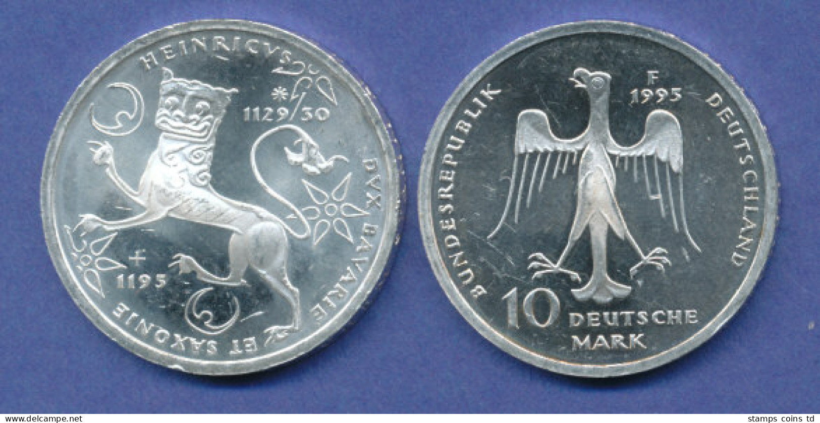 Bundesrepublik 10DM Silber-Gedenkmünze 1995, Heinrich Der Löwe - 10 Marchi