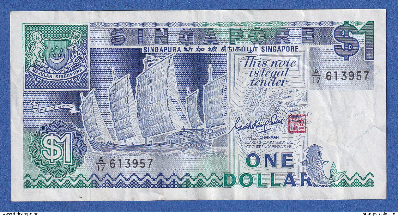 Singapur 1987 Banknote 1 Dollar, Leicht Gebraucht - Sonstige – Asien