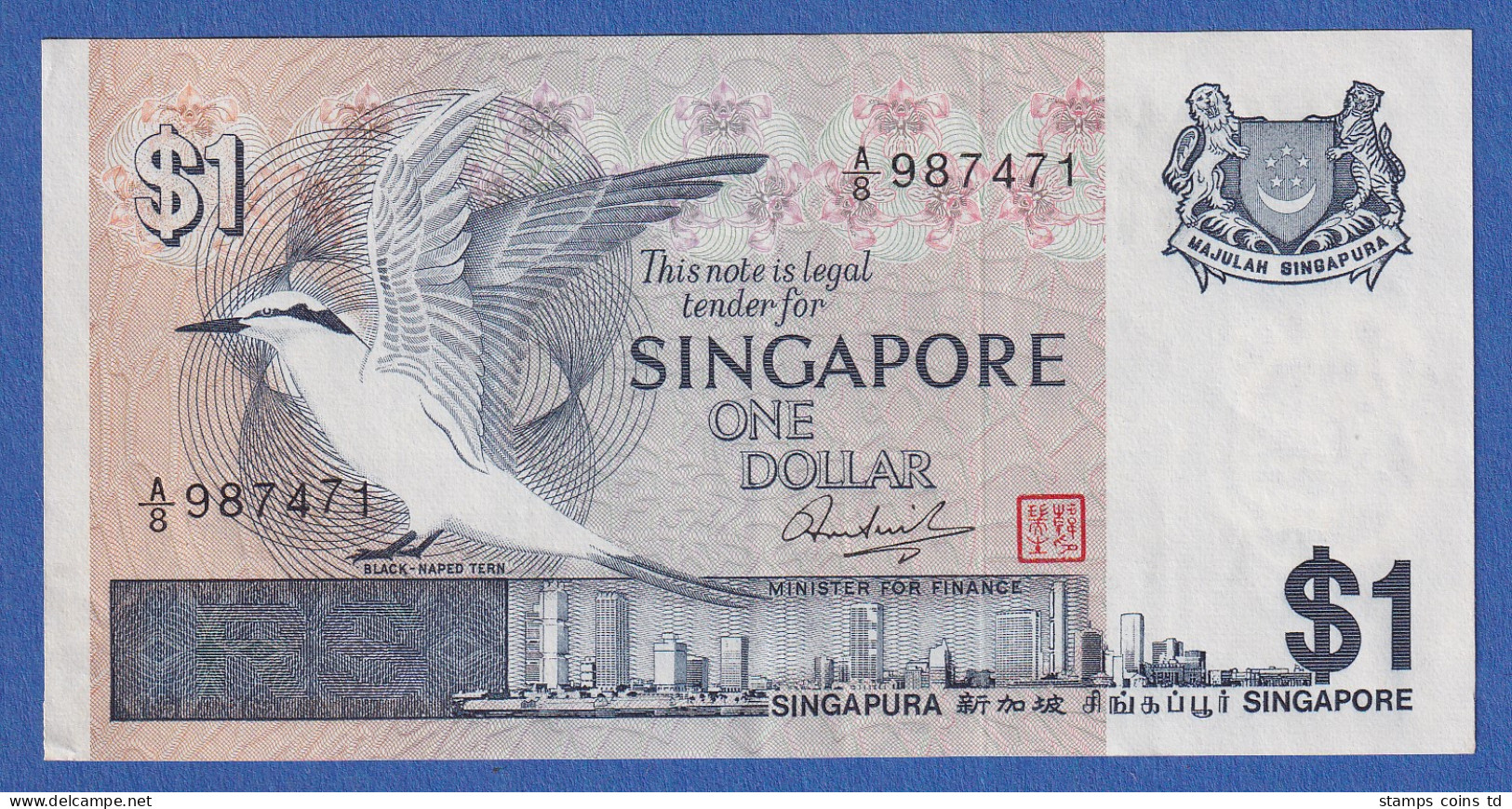 Singapur 1976 Banknote 1 Dollar Bankfrisch, Unzirkuliert. - Sonstige – Asien