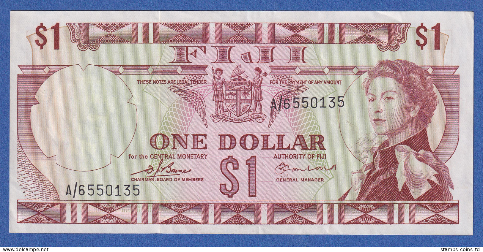 Fiji 1974 Banknote 1 Dollar, Bankfrisch, Unzirkuliert. - Sonstige – Ozeanien