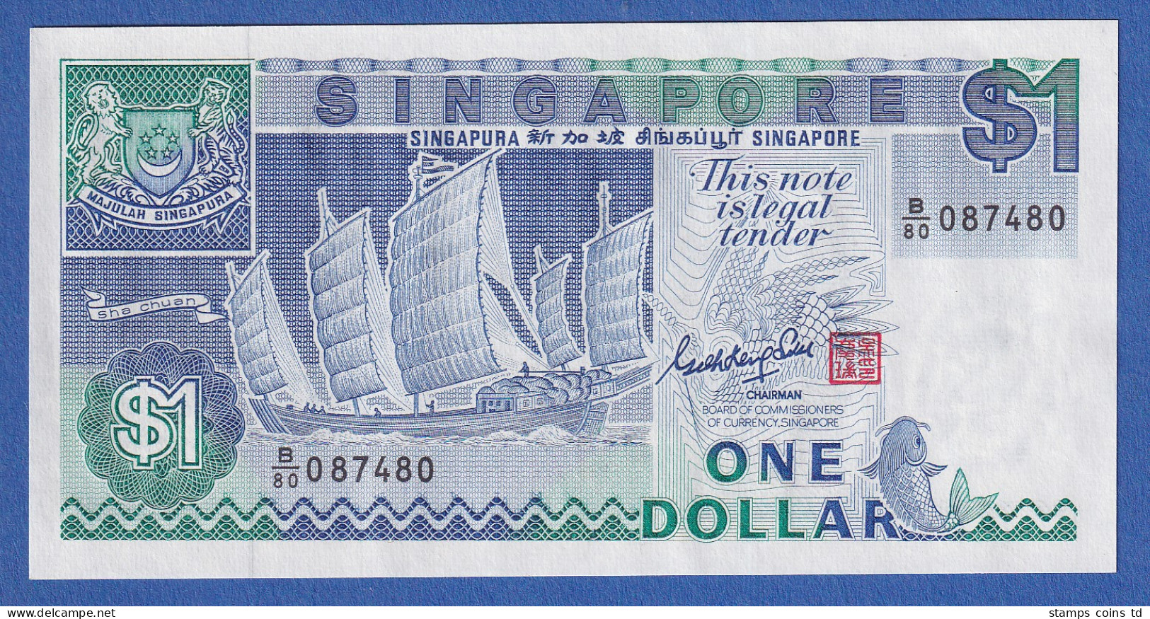 Singapur 1987 Banknote 1 Dollar Bankfrisch, Unzirkuliert. - Autres - Asie