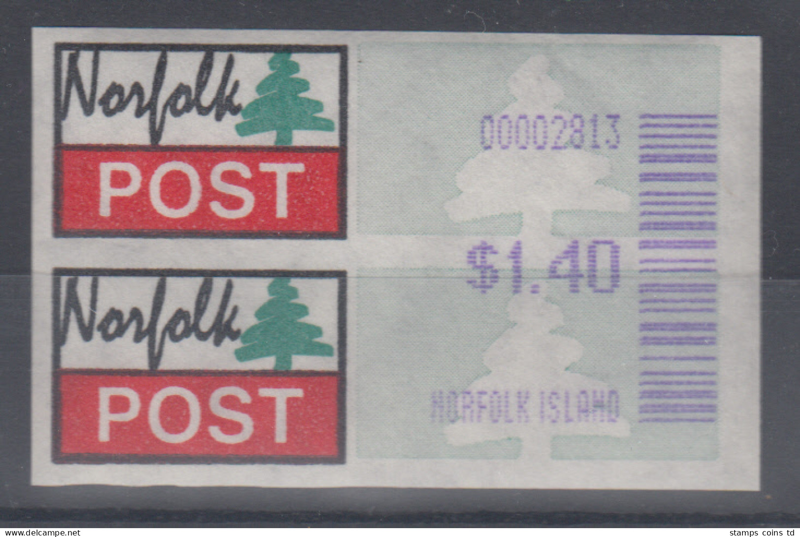 Norfolk-Insel ATM Typ 4 Mit Violettem Werteindruck $1,40,  Mi.-Nr. 1.4f ** - Isla Norfolk