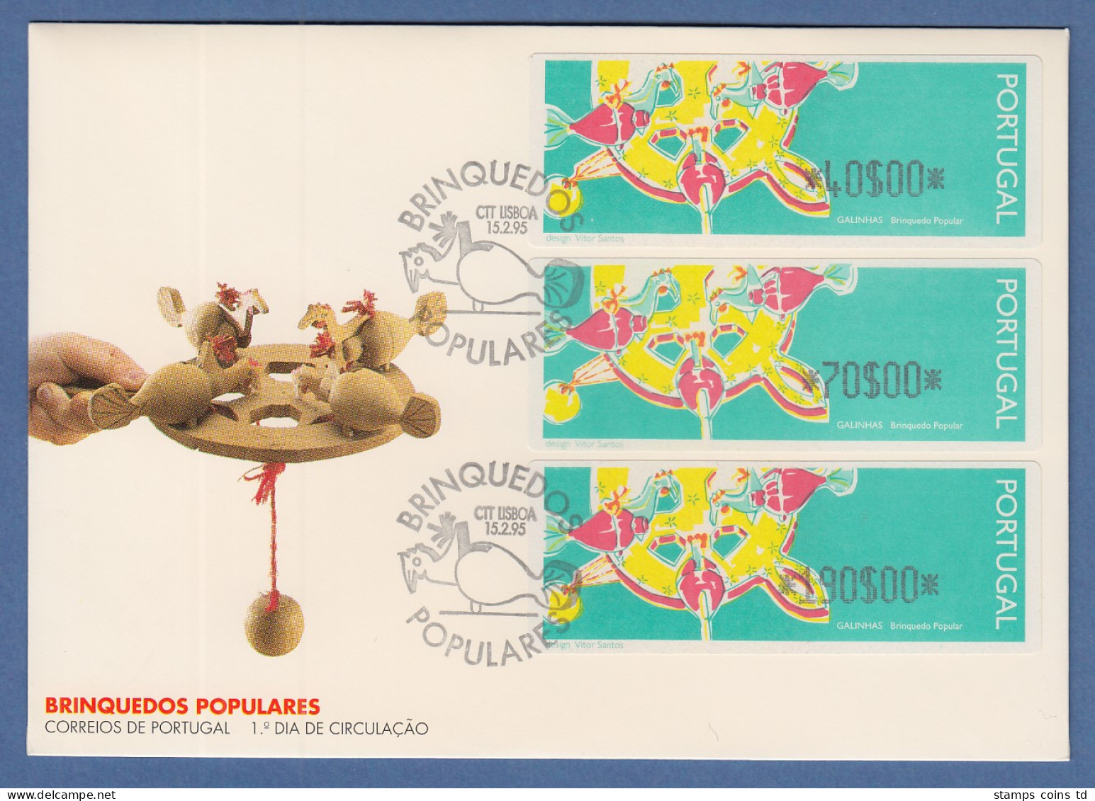 Portugal 1995 ATM Galinhas Mi.-Nr. 9 Z1 Satz 40-70-190 Auf Offiz. FDC - Machine Labels [ATM]