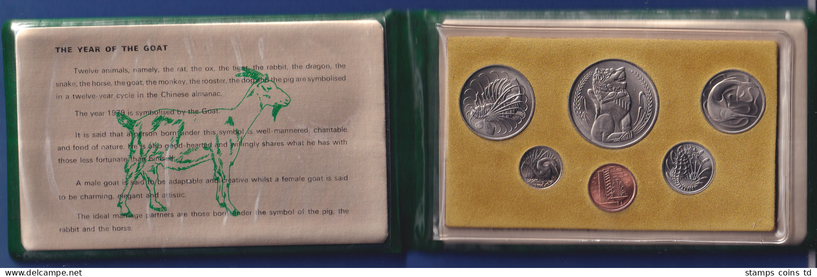 Singapur 1979 Offizieller Kursmünzensatz Im Wattierten Folder - Jahr Der Ziege - Other - Asia