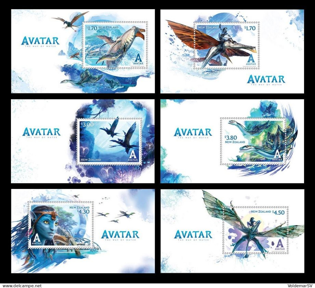 New Zealand 2023 Mih. 3985/90 (Bl.506/11) Cinema. Film Avatar: The Way Of Water MNH ** - Unused Stamps