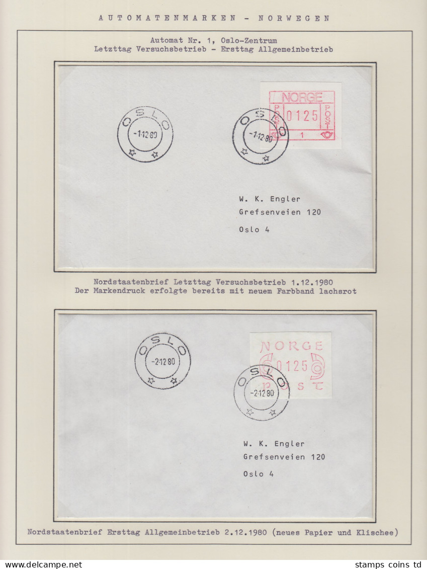 Norwegen / Norge Frama-ATM 1978, Aut.-Nr 1 Braunrot Auf Brief, Mi.-Nr. 2 FDC - Automatenmarken [ATM]