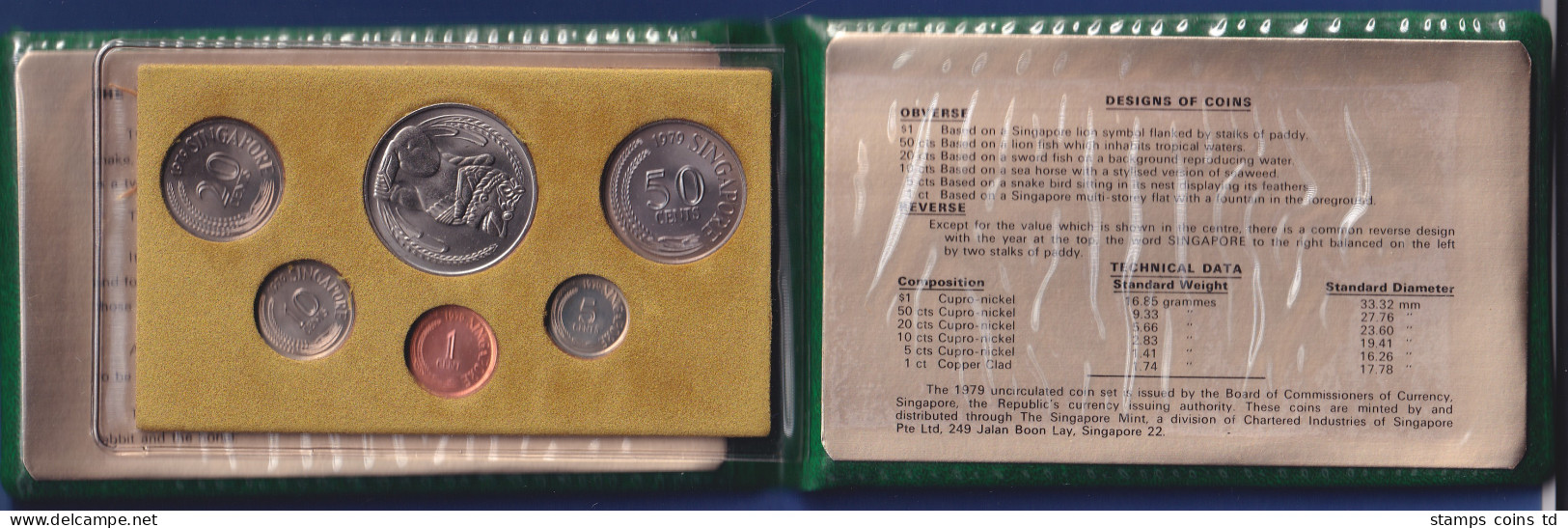 Singapur 1979 Offizieller Kursmünzensatz Im Wattierten Folder, Jahr Der Ziege - Andere - Azië