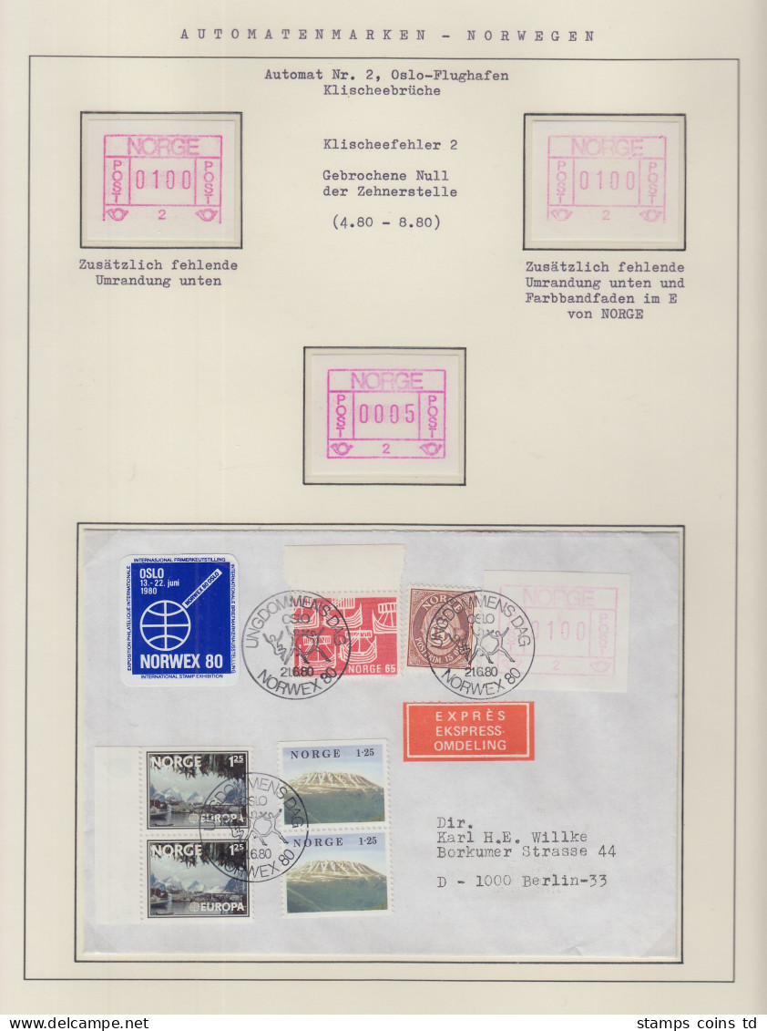Norwegen / Norge Frama-ATM 1978 Aut.-Nr 2 Mit Klischeefehler Gebr. 3. Null **/Bf - Timbres De Distributeurs [ATM]