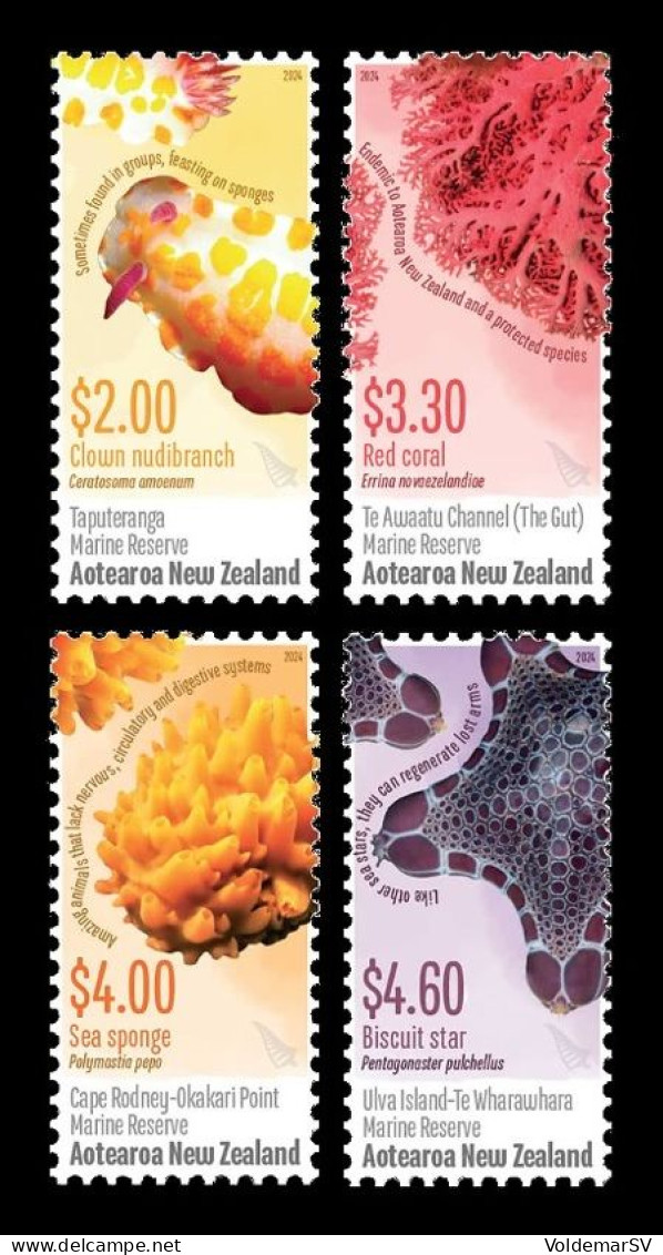 New Zealand 2024 Mih. 4061/64 Fauna Of Marine Reserves. Clown Nudibranch. Red Coral. Sea Sponge. Star MNH ** - Unused Stamps
