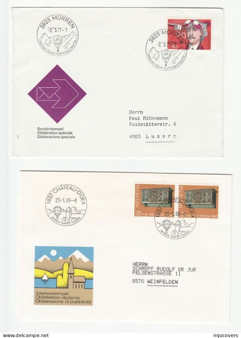 BALLOONING 4 Covers 1973 - 1988 Switzerland Event Hot Air Balloon Flight Stamps Cover - Sonstige (Luft)