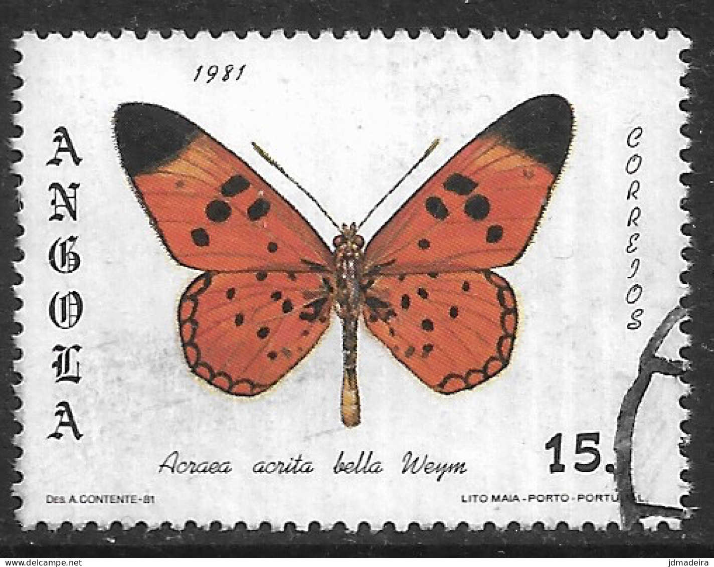 Angola – 1982 Butterflies 15. Kz Used Stamp - Angola