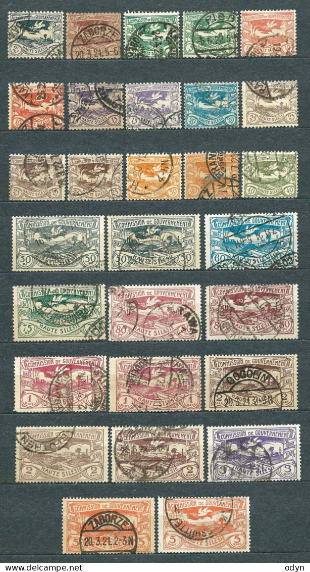 Plebiscite, Upper Silesia, 1920; Lot Of 5 ENHANCED Sets MiNr 13-29 (138 Stamps) - Used - Silesia