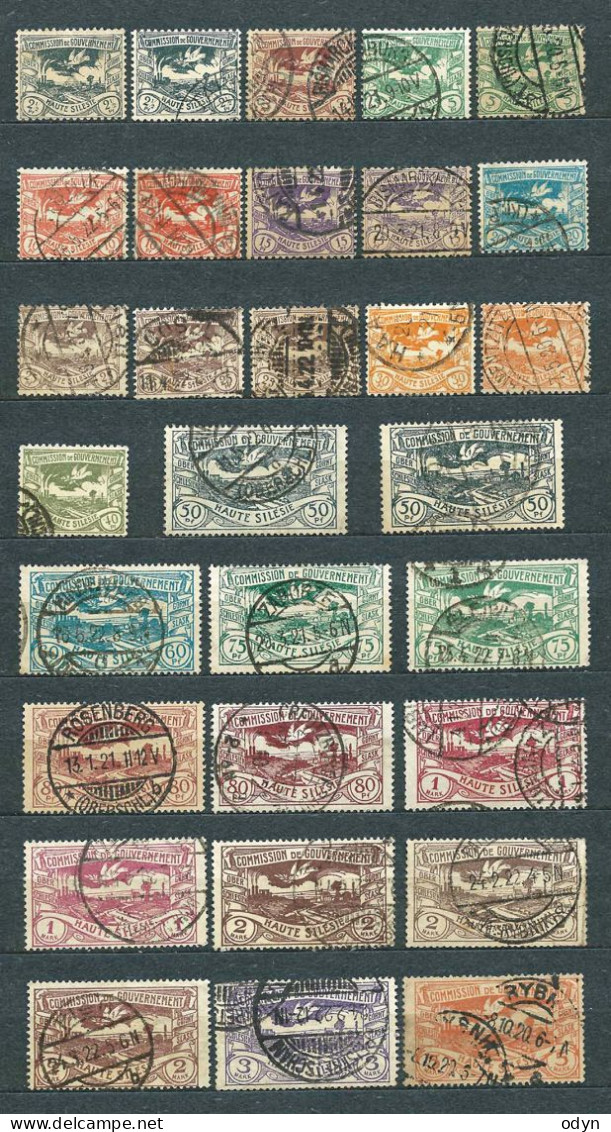 Plebiscite, Upper Silesia, 1920; Lot Of 5 ENHANCED Sets MiNr 13-29 (138 Stamps) - Used - Silésie