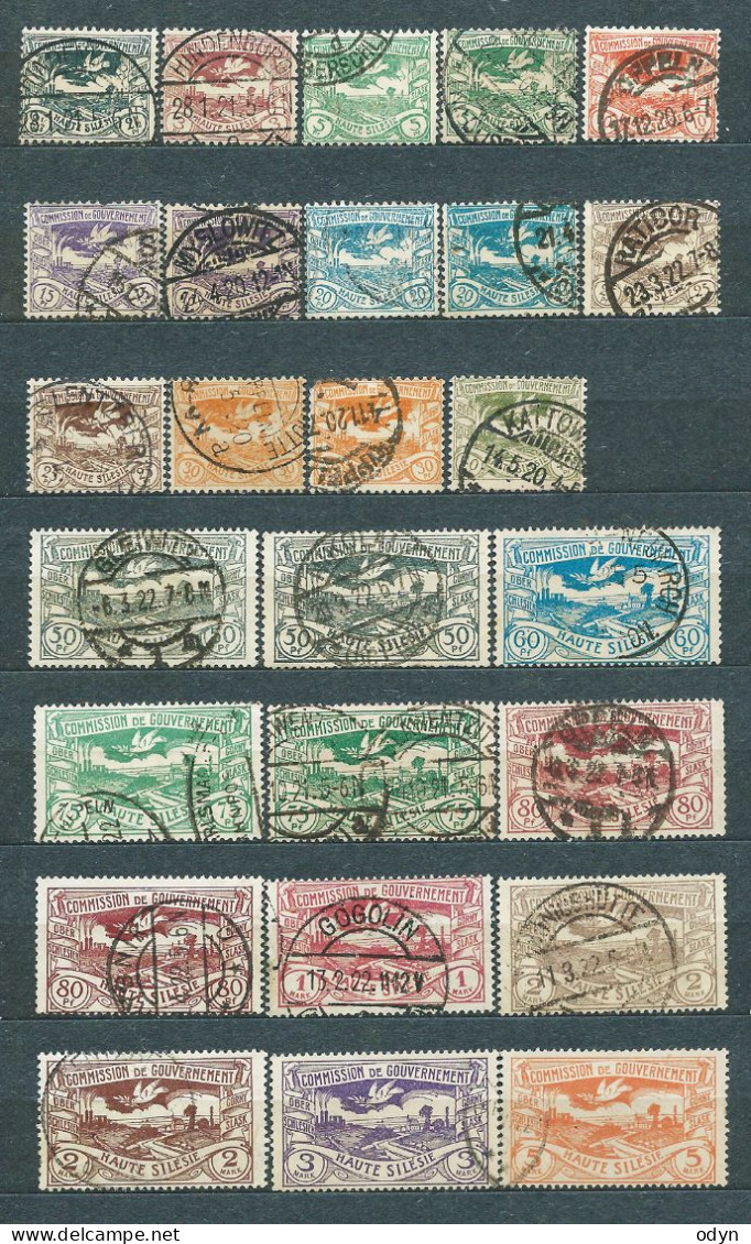 Plebiscite, Upper Silesia, 1920; Lot Of 5 ENHANCED Sets MiNr 13-29 (138 Stamps) - Used - Schlesien