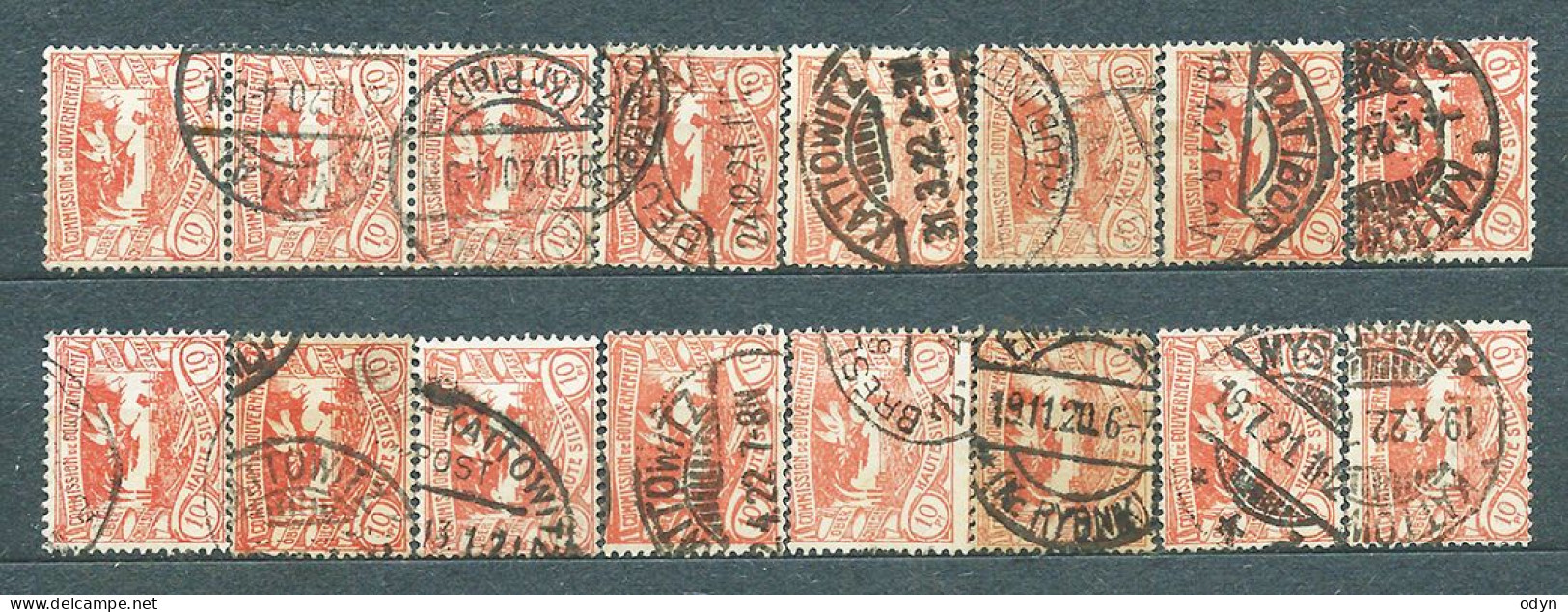 Plebiscite, Upper Silesia, 1920; Lot Of 287 Stamps From Set MiNr 13-29 - Used - Slesia