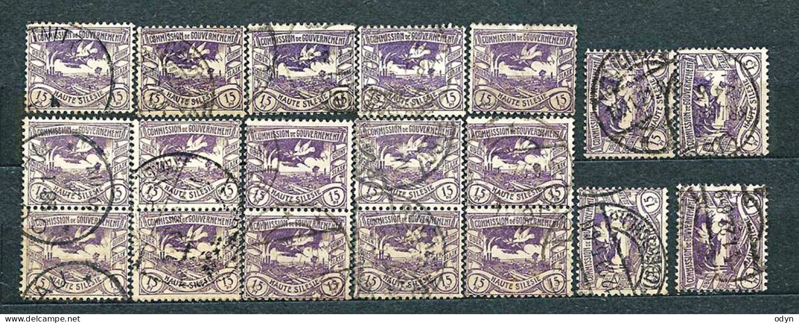 Plebiscite, Upper Silesia, 1920; lot of 287 stamps from set MiNr 13-29 - used