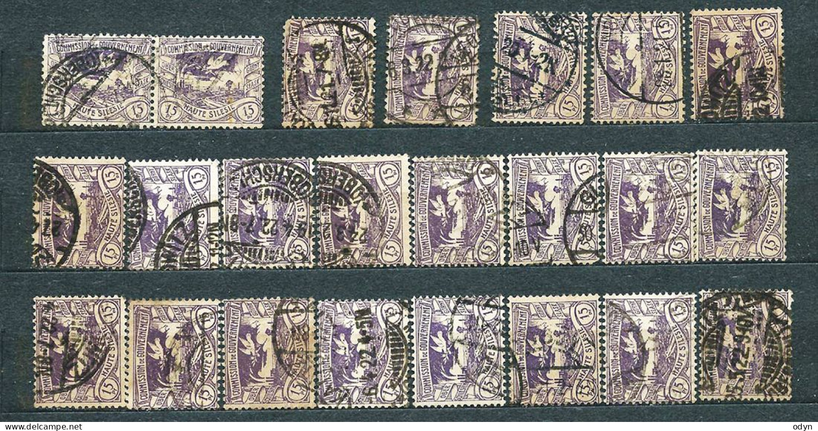 Plebiscite, Upper Silesia, 1920; lot of 287 stamps from set MiNr 13-29 - used