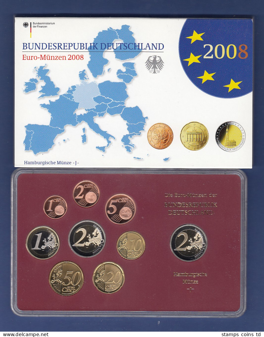Bundesrepublik EURO-Kursmünzensatz 2008 J Spiegelglanz-Ausführung PP - Münz- Und Jahressets