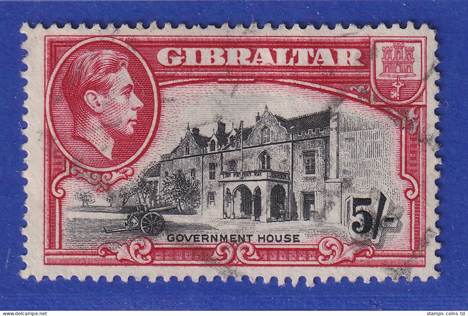 Gibraltar 1938 Georg V. Regierungsgebäude  5 Shilling  Mi.-Nr. 115 Gestempelt - Gibraltar